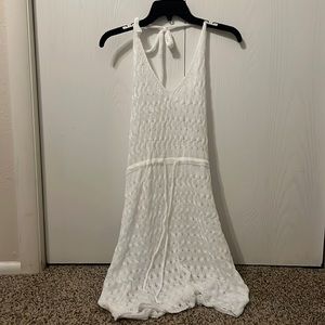 WOMENS WHITE KNIT TIE BACK SWIM COVER SIZE S